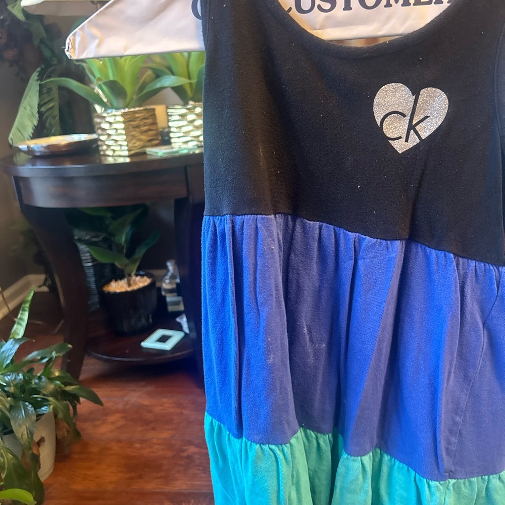 Calvin Klein Black and Blue Colorblock Dress